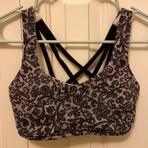 Lululemon Lace-Print, Strappy Sports Bra XS